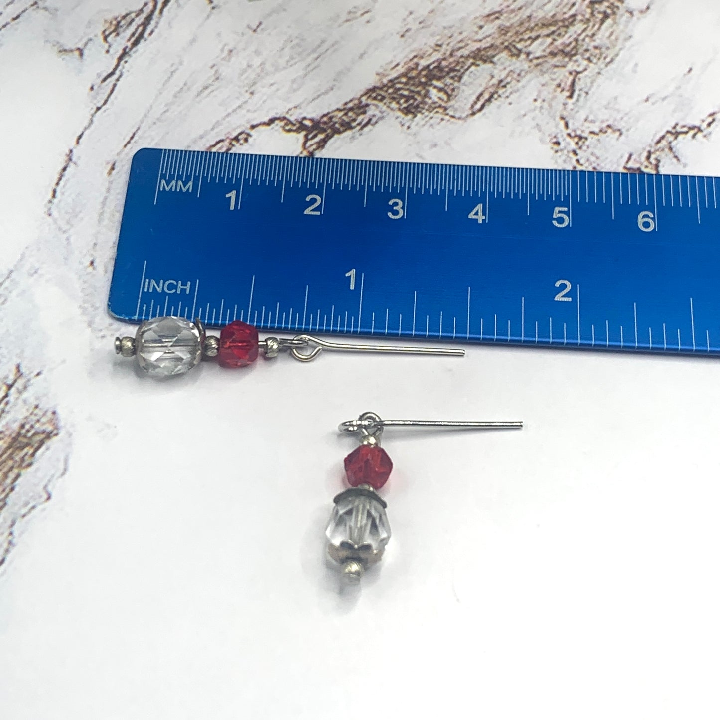 Red Clear Glass Crystal Silver Chain Necklace Earring Set 18-22” Doll Jewelry for 18-22” Doll Jewelry