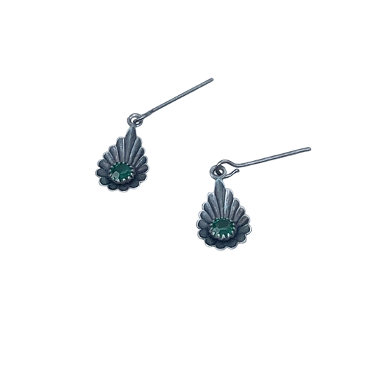 Green Rhinestone Silver Teardrop Doll Earrings for 18-22” Vintage Doll Jewelry