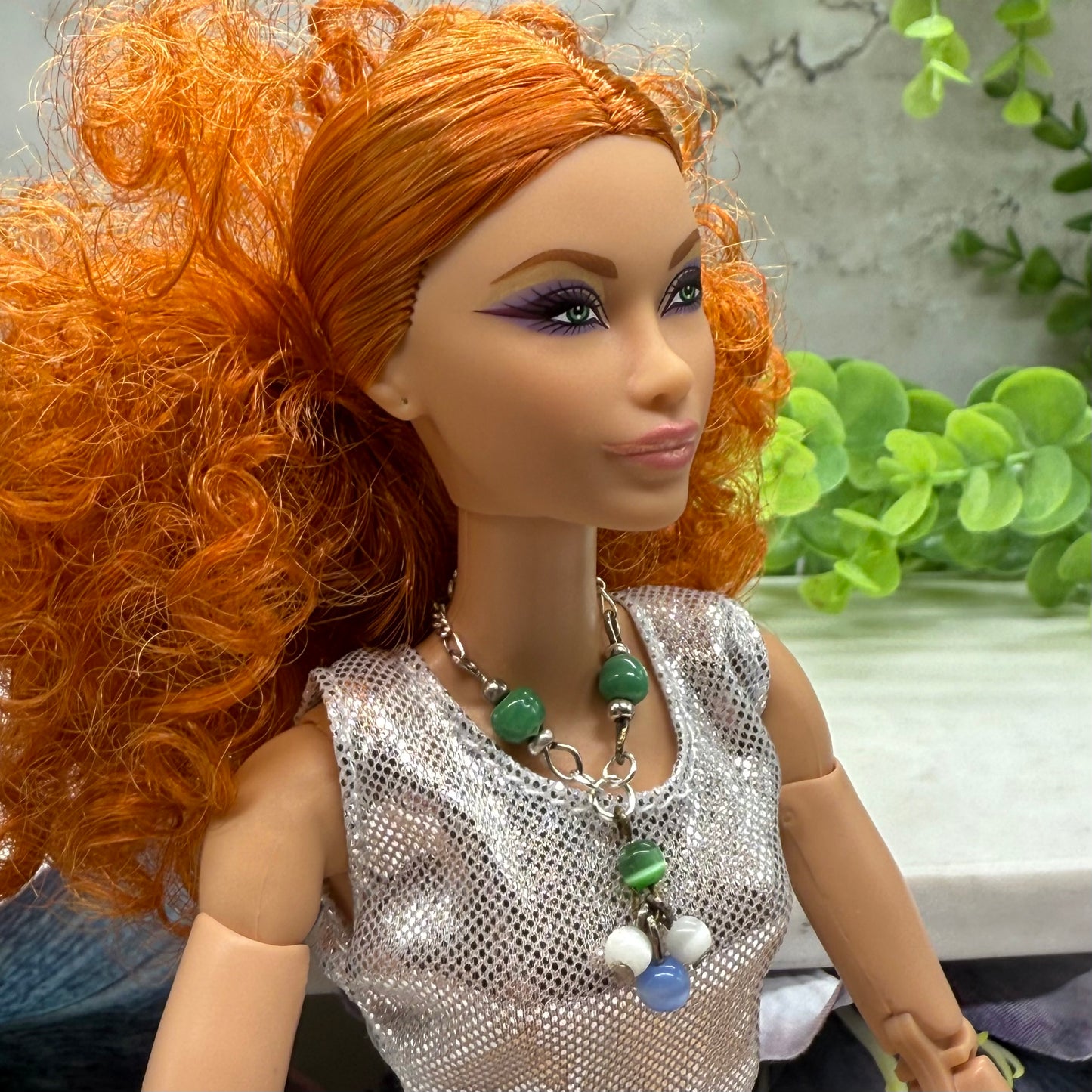 Green Blue White Dangle Doll Necklace • 10 - 12” Fashion Doll Jewelry 1:6