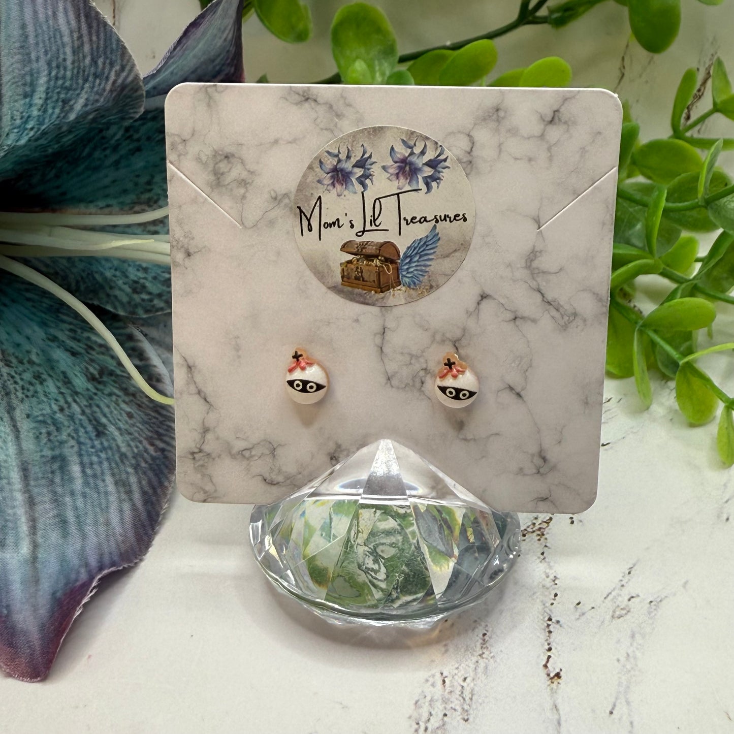 Mummy Halloween Post Doll Earrings • 2mm Post • fits 18” American Girl Doll