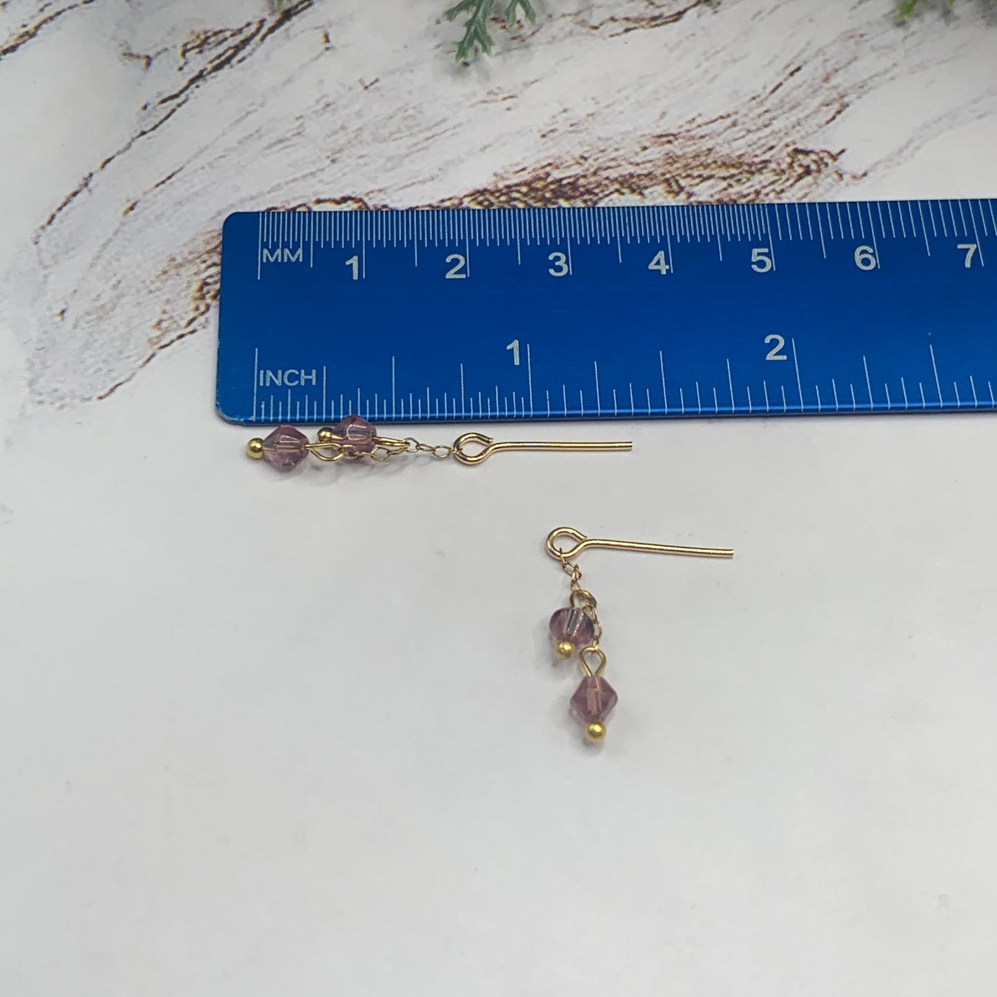 Purple Glass Teardrop Gold Doll Necklace Earrings Set • 16” Fashion Doll Jewelry