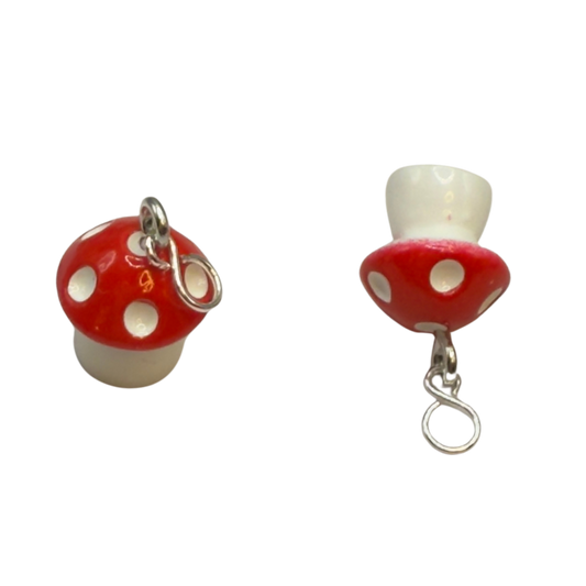 Red White Mushroom Doll Earring DANGLES ONLY • Fit 2mm Posts• 18” Fashion Doll Jewelry