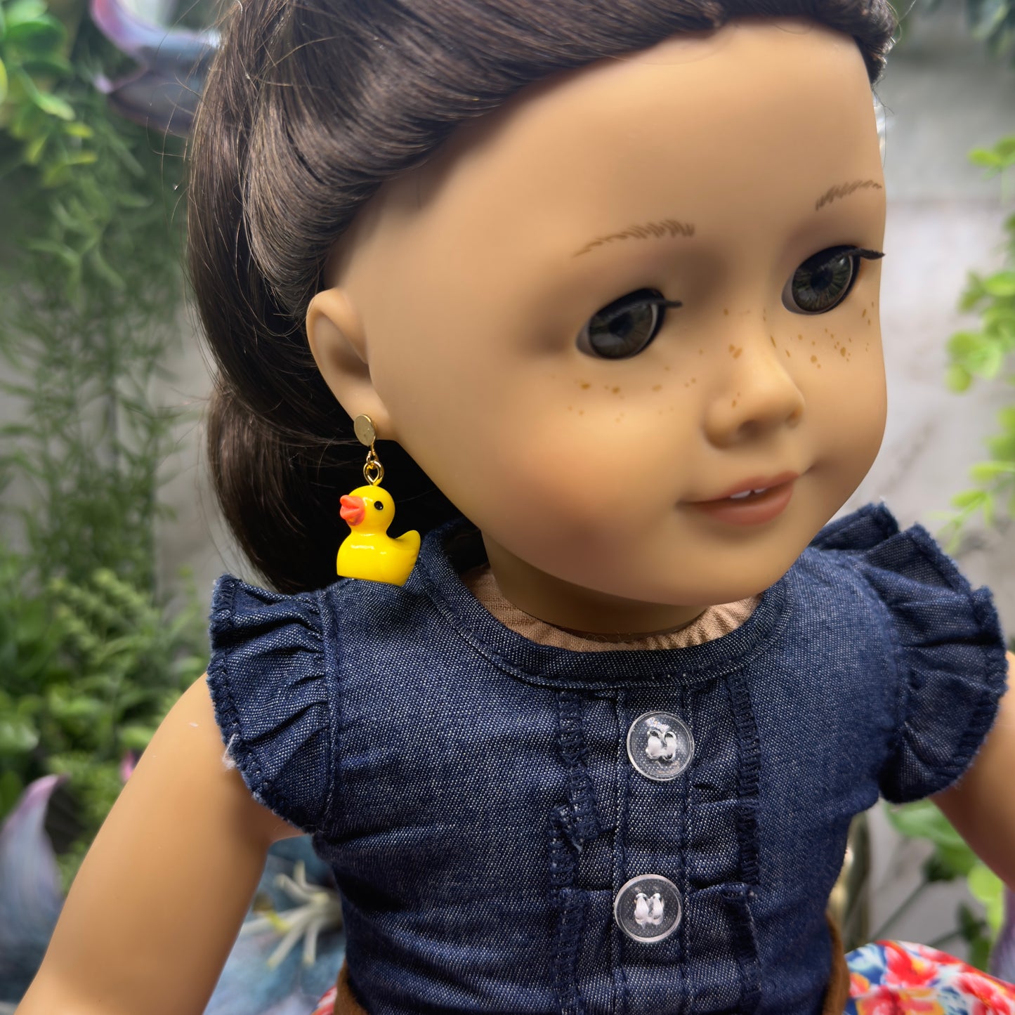 Whimsical Yellow Duck Duckies Doll Earring DANGLE ONLY • Fit 2mm Post Earrings • 18” Fashion Doll Jewelry