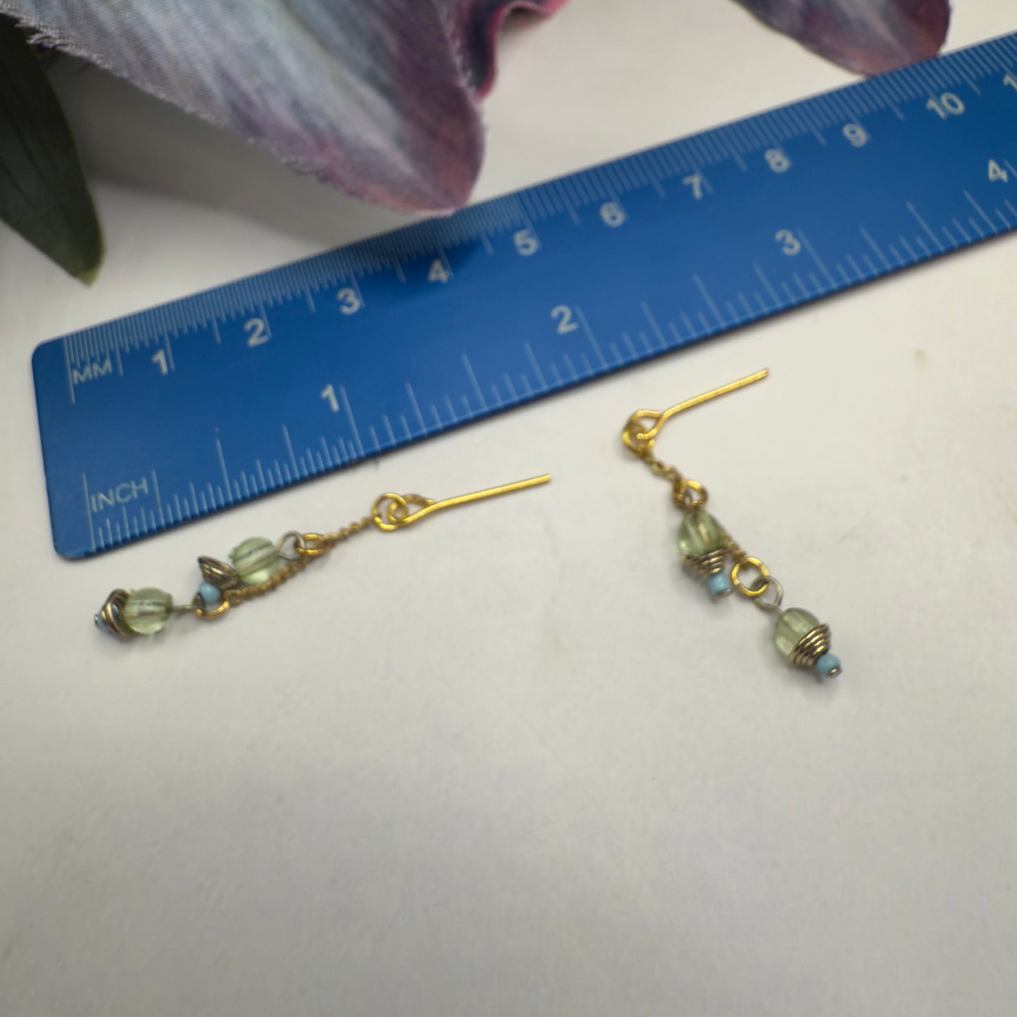 Green Blue Dangle Tassel Style Doll Necklace & Earrings Set • 16 Inch Fashion Doll Jewelry •