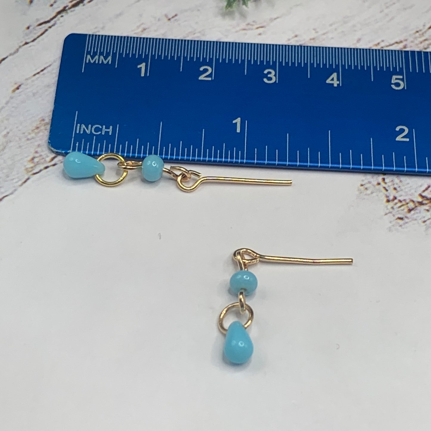 Blue Glass Beaded Pendant Necklace Earring Set • 16 Inch Fashion Doll Jewelry