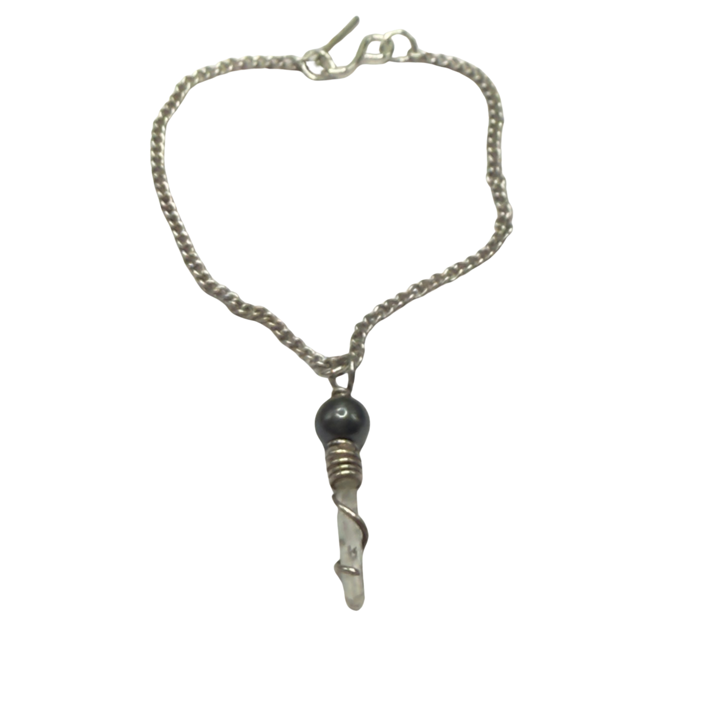 Metallic Gray Quartz Crystal Pendant Doll Necklace • 16 Inch Fashion Doll Jewelry