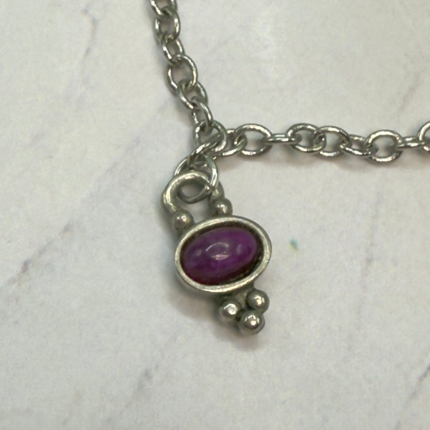 Purple Burgundy Enamel Charm Silver Chain Doll Necklace• 18 Inch Fashion Doll Jewelry