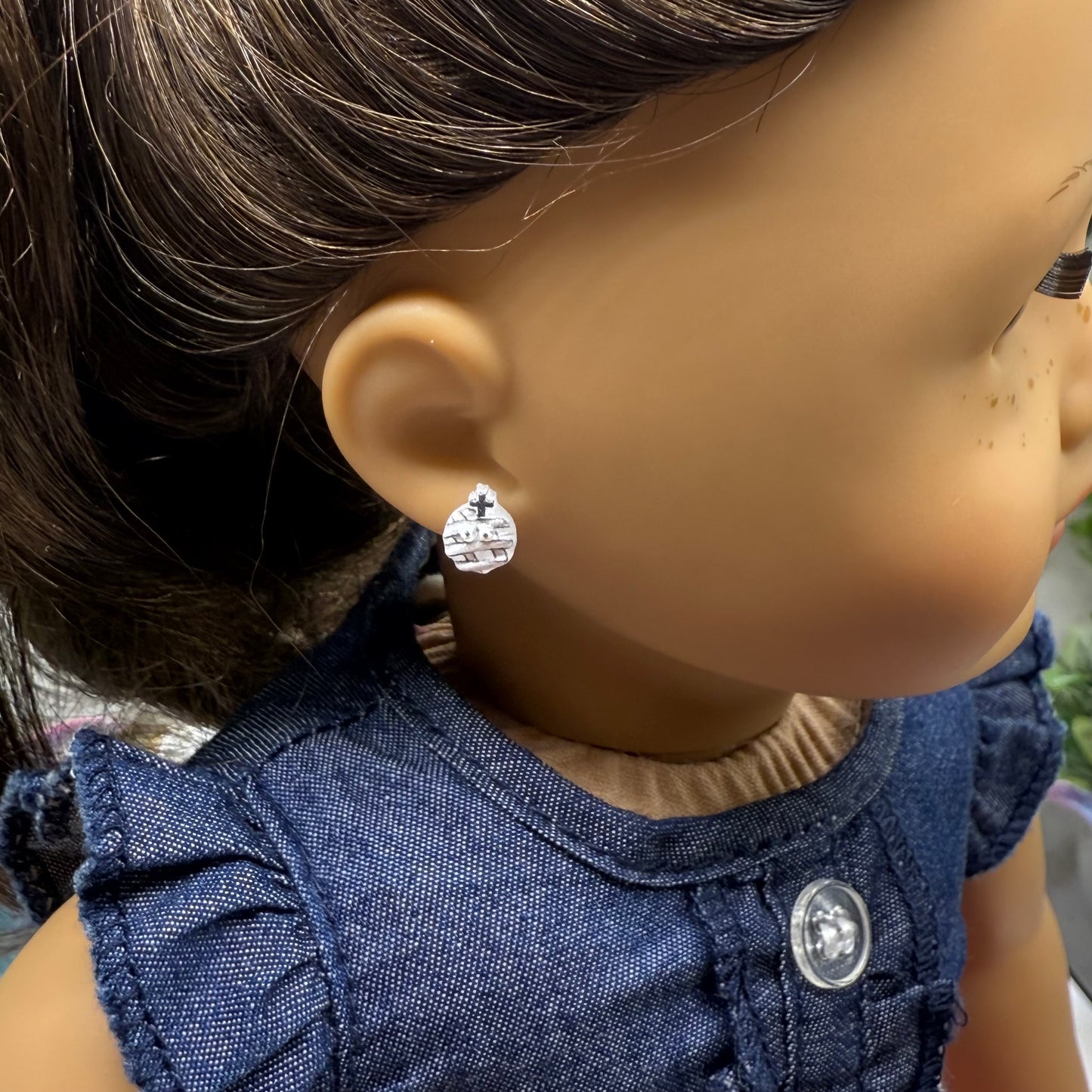 Mummy Halloween Post Doll Earrings • 2mm Post • fits 18” American Girl Doll