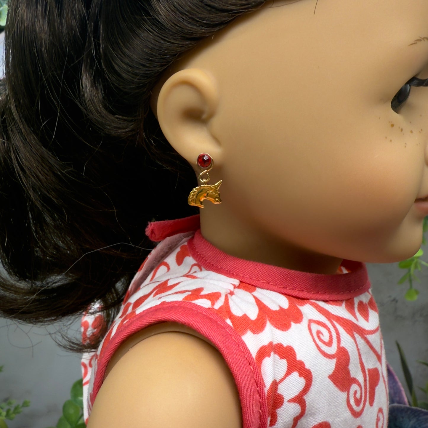 Gold Unicorn Doll Earring DANGLE ONLY • Fits 2mm Post • 18” Fashion Doll Jewelry