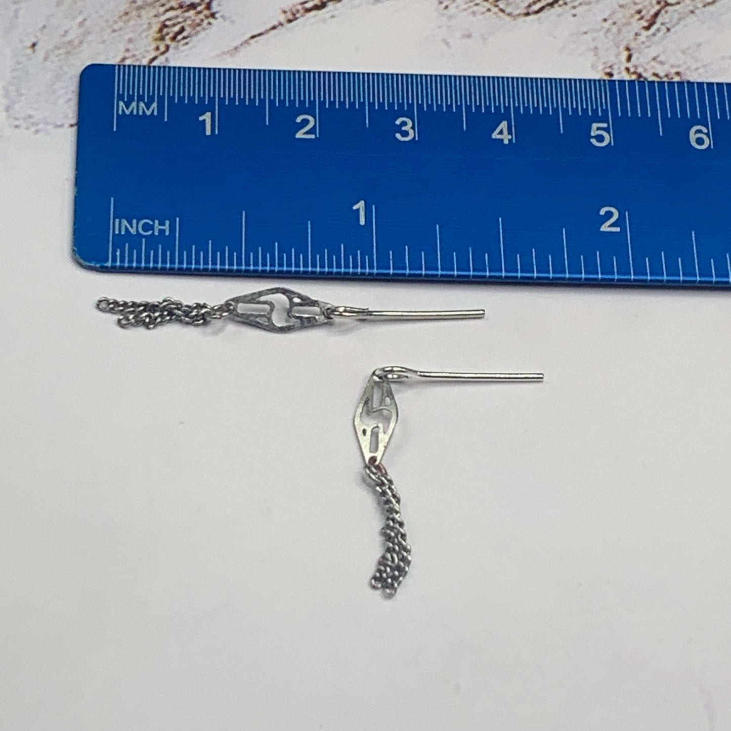 Silver Diamond Shaped Tassel Dangle Doll Earrings • 16” Fashion Doll Jewelry