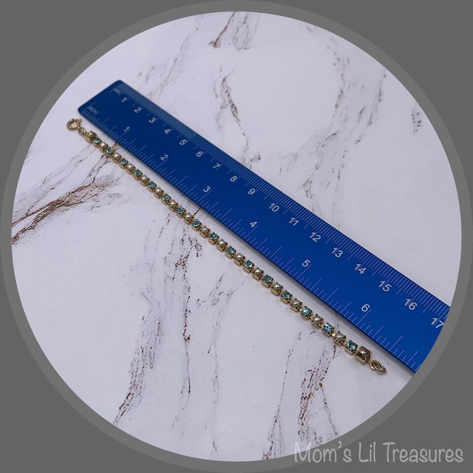 Turquoise Rhinestone & Pearl Doll Necklace • 18 Inch Fashion Doll Jewelry