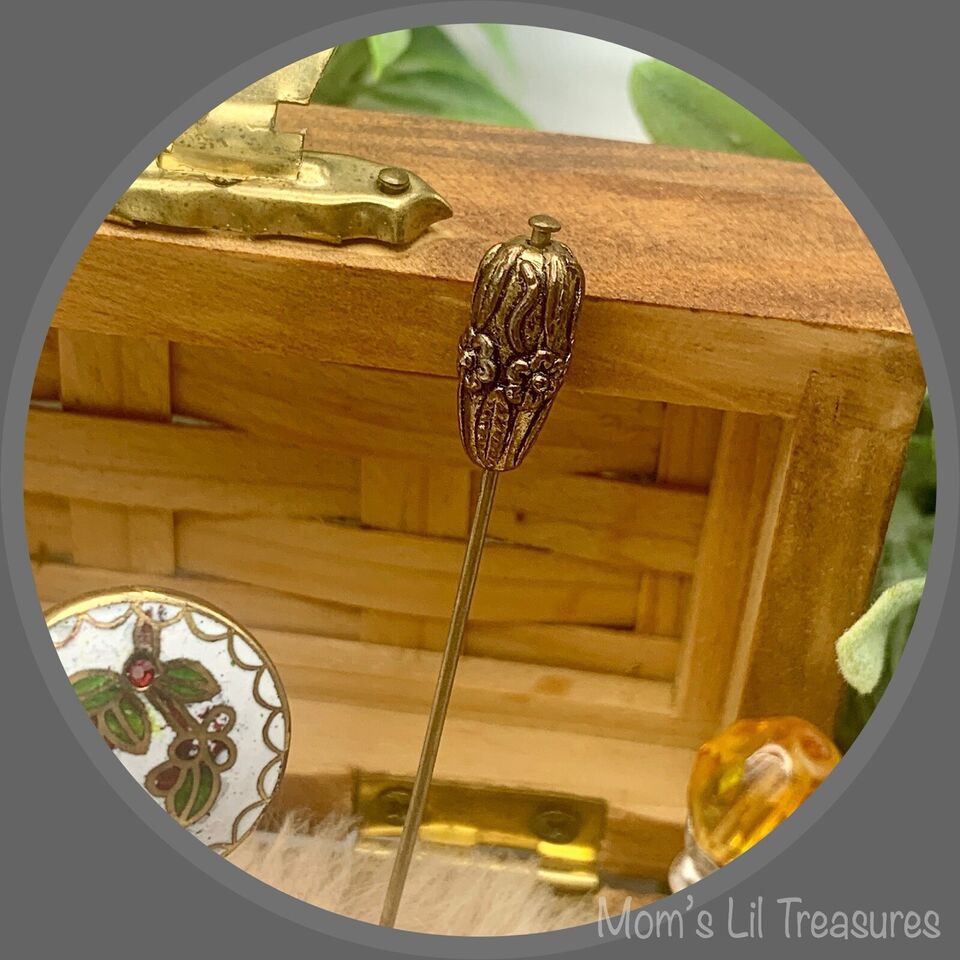 Yellow Amber Crystal Cloisonné Set of 4 • Stick Pins, Hatpins, Gifts for Her