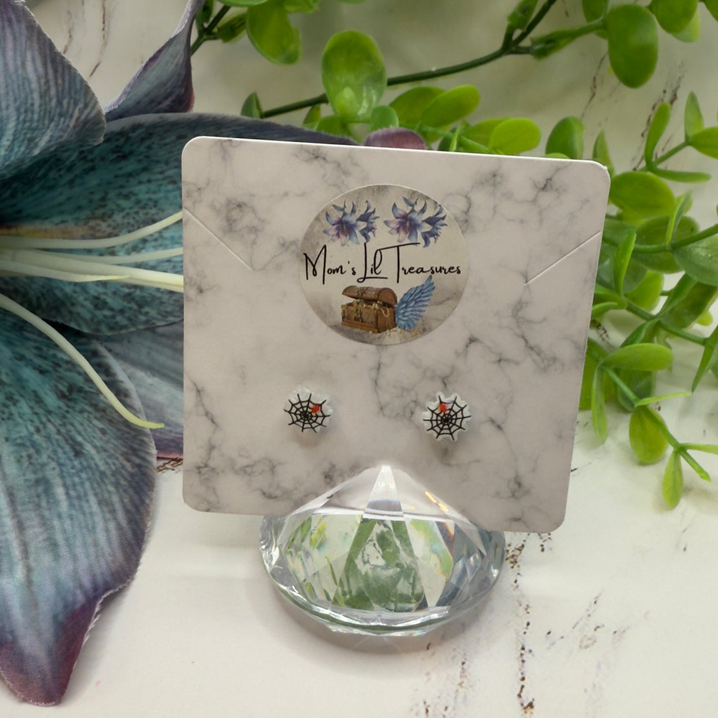 Spider Web Halloween Post Doll Earrings • 2mm Post • fits 18” American Girl Doll