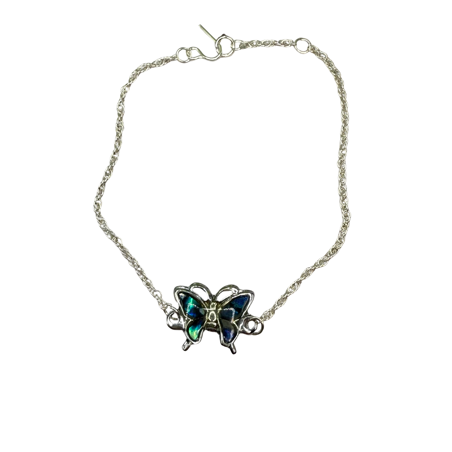 Blue Turquoise Enamel Butterfly Charm Silver Doll Necklace • 18 Inch Fashion Doll Jewelry