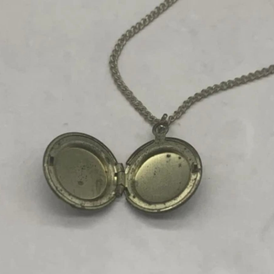 Round Locket Rose Pendant Gold Chain Doll Necklace for 18-22” Vintage Doll