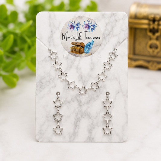 Open Work Silver Star Chain Doll Necklace & Earrings Set for 16 Inch Fashion Doll
