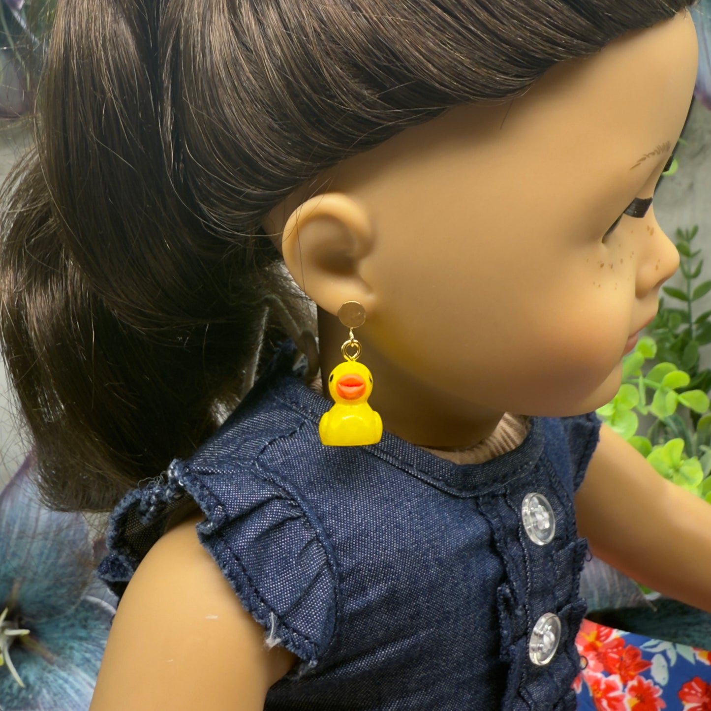 Whimsical Yellow Duck Duckies Doll Earring DANGLE ONLY • Fit 2mm Post Earrings • 18” Fashion Doll Jewelry