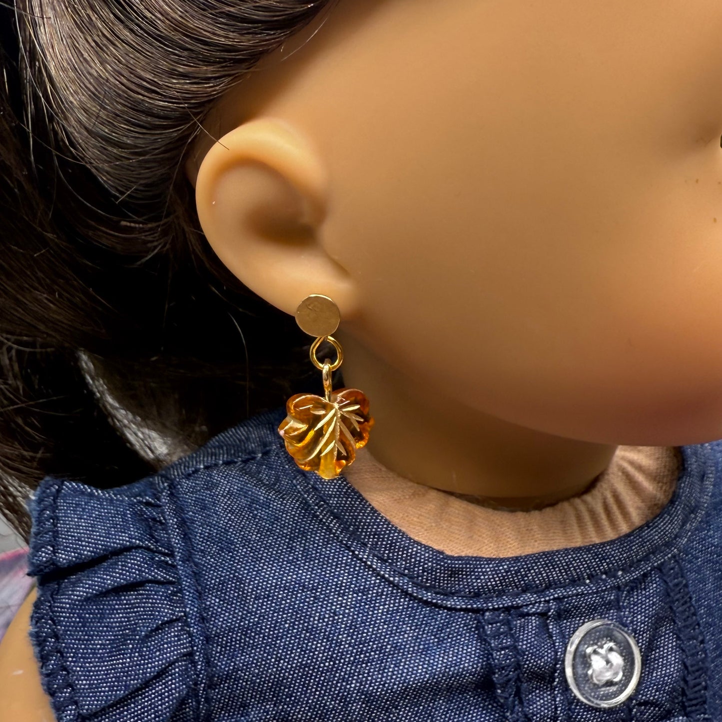 Autumn Fall Leaf Leaves Doll Earring DANGLE ONLY • 18” Fashion Doll Jewelry