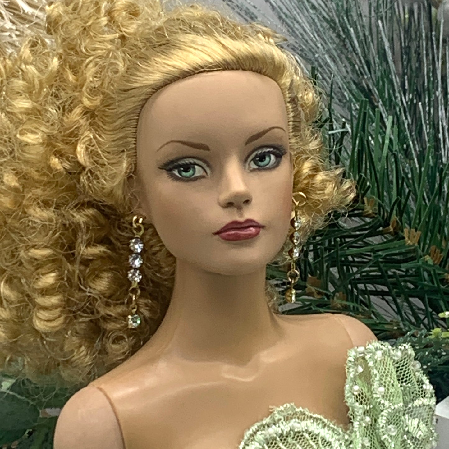 Clear Rhinestone Gold Dangle Doll Earrings • 16 Inch Fashion Doll Jewelry