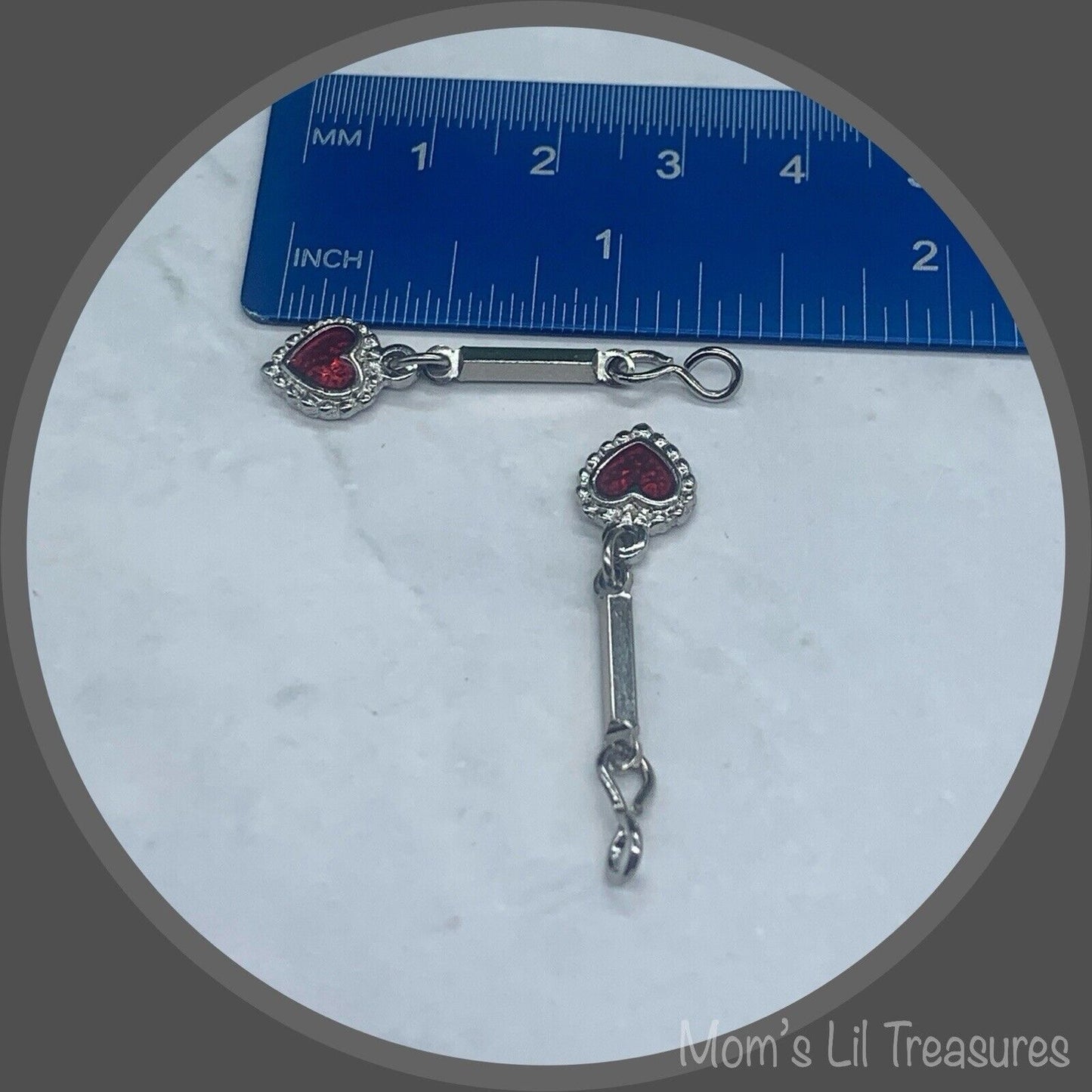 Red Enamel Silver Heart Doll Earring DANGLE ONLY • fit 2mm post Earrings