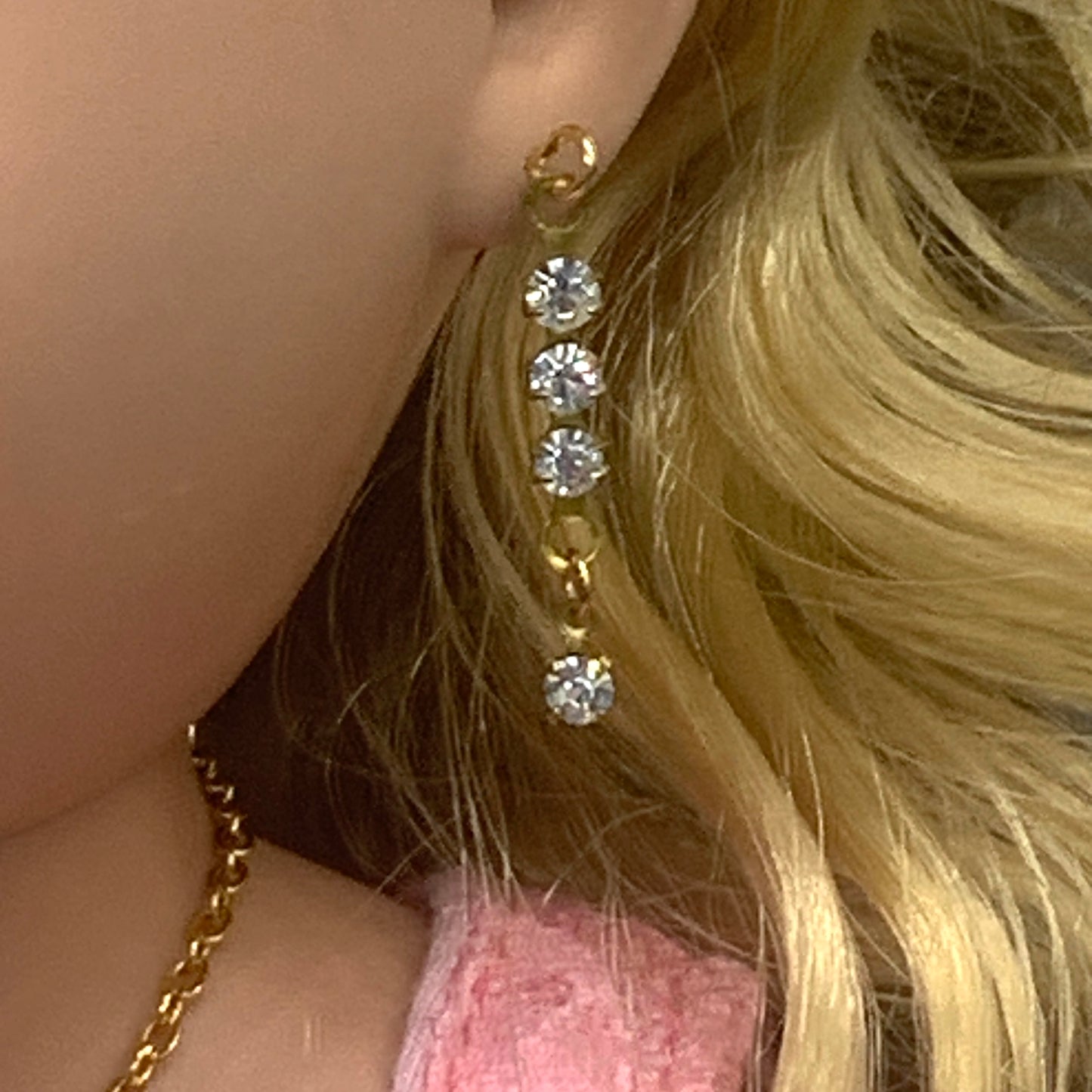 Clear Rhinestone Necklace Earrings Set • 18 Inch Fashion Doll Jewelry
