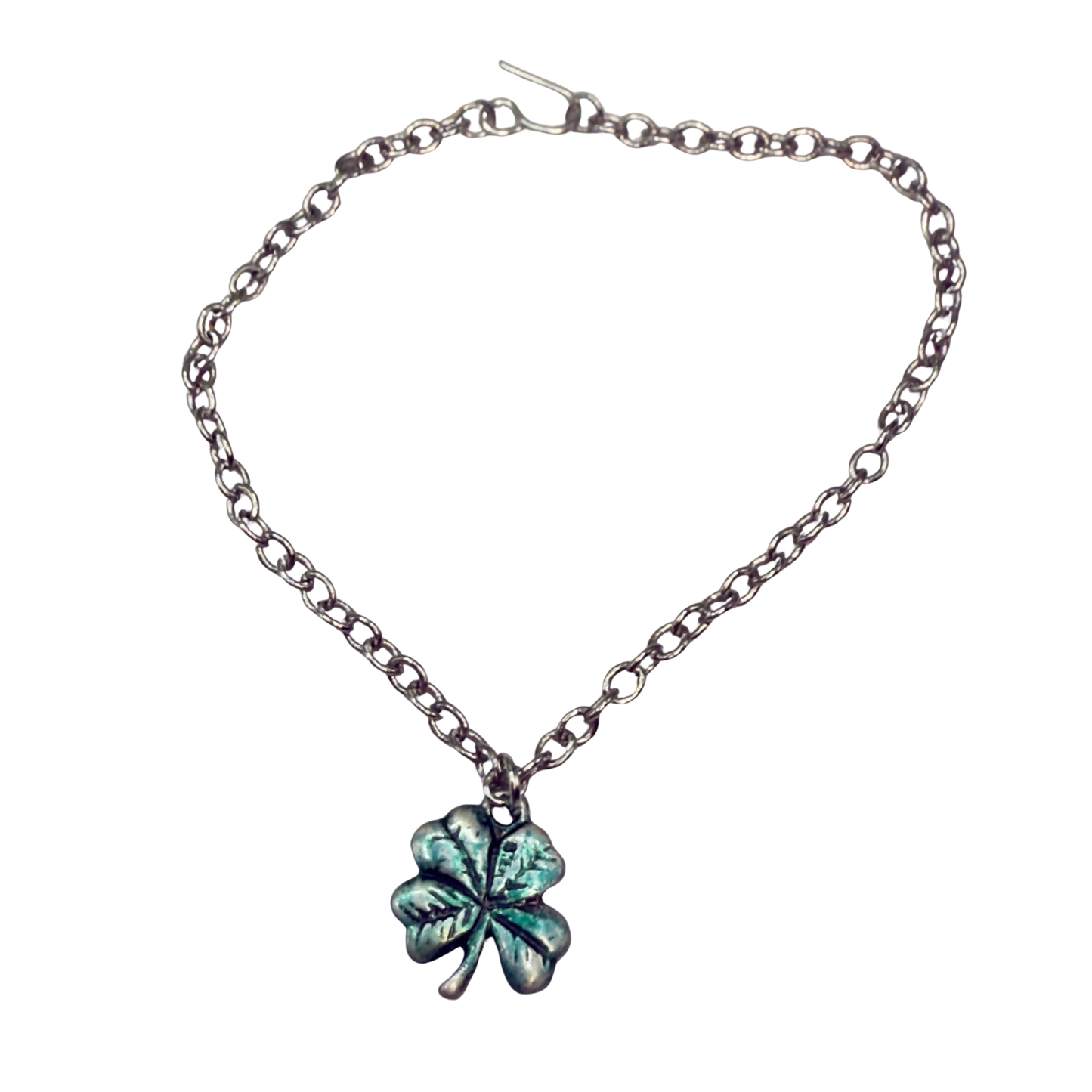 Four Leaf Clover Luck Green Enamel Silver Pendant Doll Necklace • 18 Inch Fashion Doll Jewelry