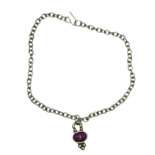 Purple Burgundy Enamel Charm Silver Chain Doll Necklace• 18 Inch Fashion Doll Jewelry