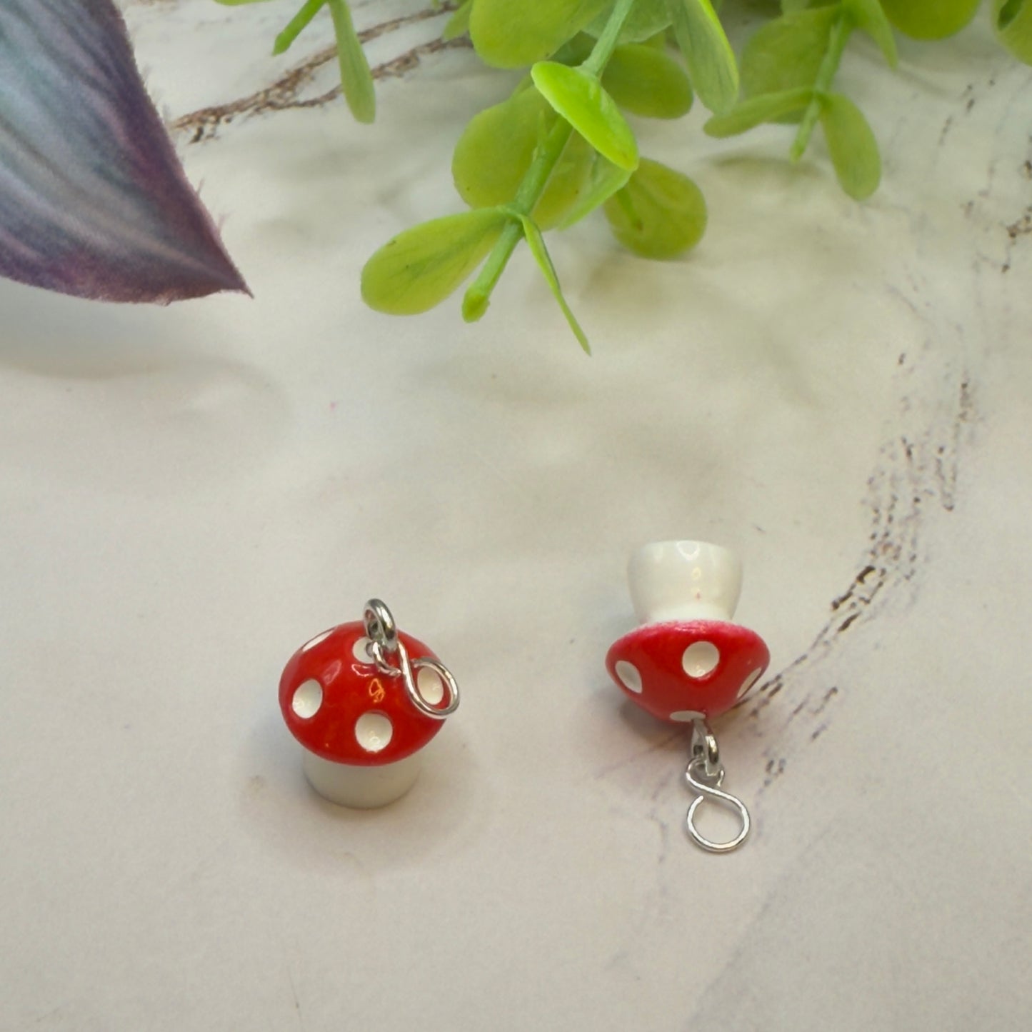 Red White Mushroom Doll Earring DANGLES ONLY • Fit 2mm Posts• 18” Fashion Doll Jewelry