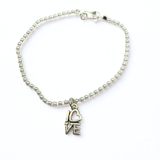 Silver Love Charm Pearl Cup Chain Doll Necklace • 18 Inch Fashion Doll Jewelry