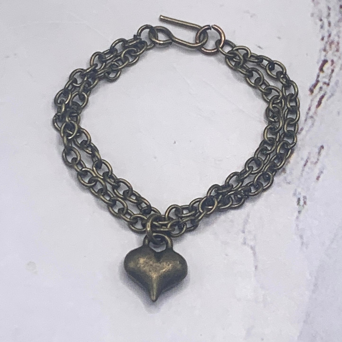 Bronze Heart Charm Chain Dangle Doll Necklace Earring Set • 16” Doll Jewelry
