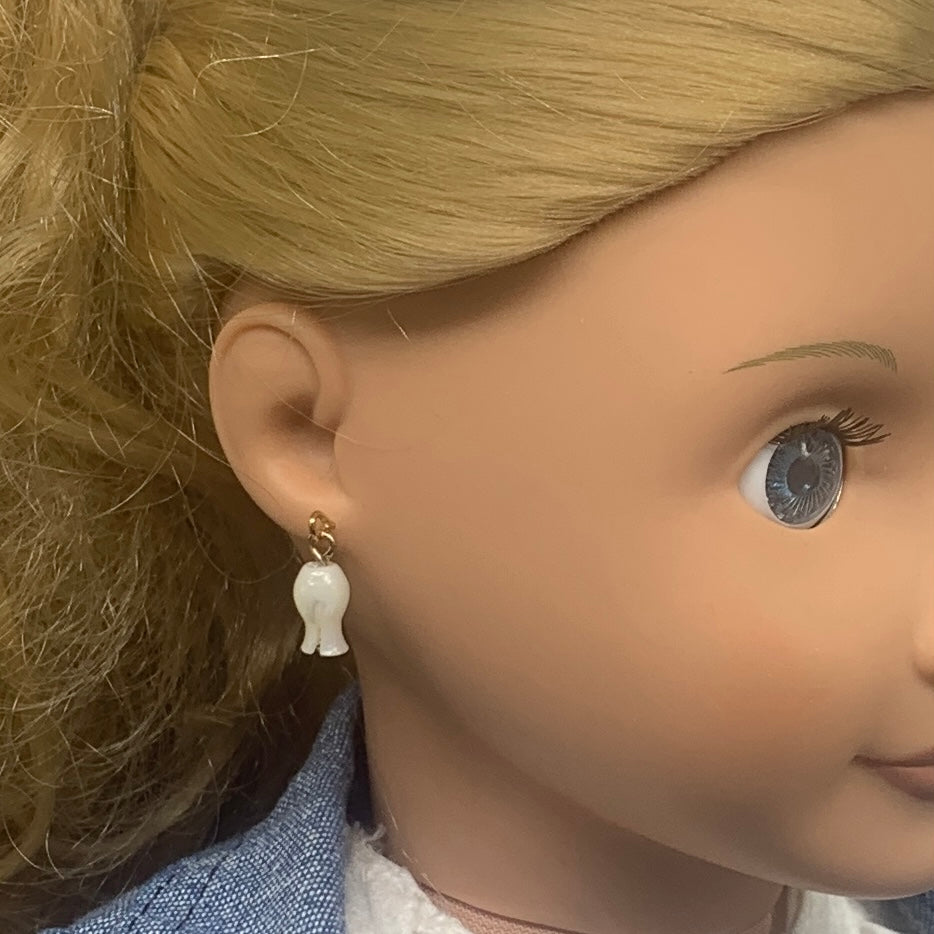 Pearly Tulip Shaped Dangle Doll Earrings • 18 Inch Fashion Doll Jewelry