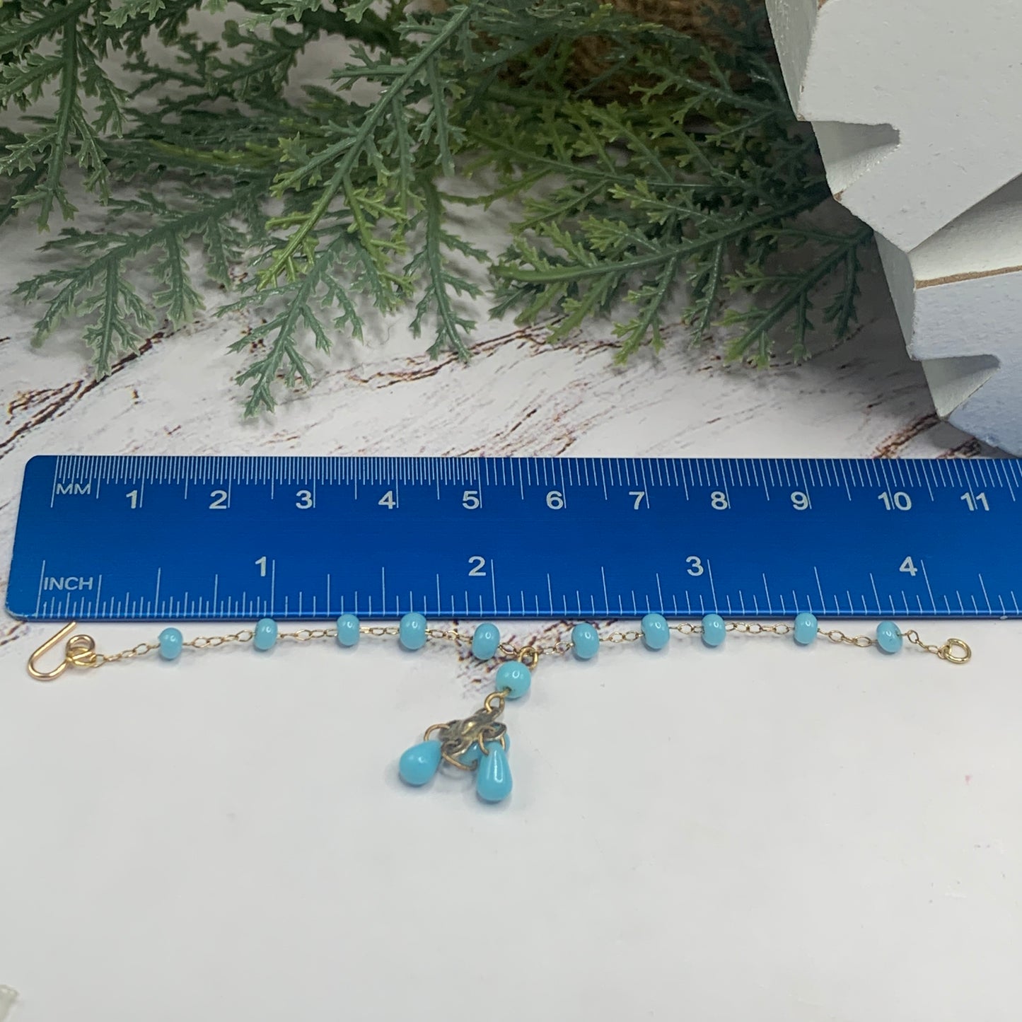 Blue Glass Beaded Pendant Necklace Earring Set • 16 Inch Fashion Doll Jewelry