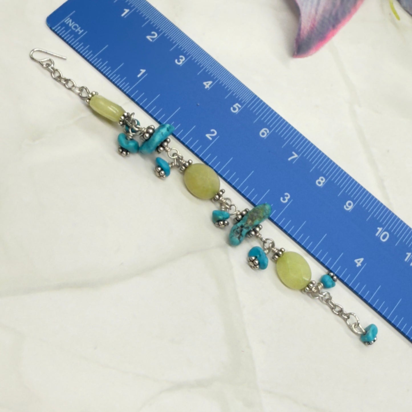 Light Green Turquoise Blue Beaded Dangle Doll Bracelet • 18 Inch Doll Jewelry