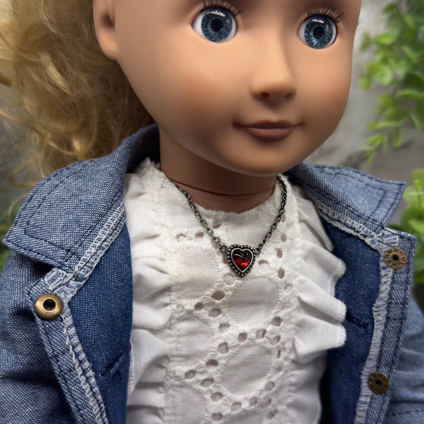 Red Enamel Heart Charm Doll Necklace• 18 Inch Fashion Doll Jewelry