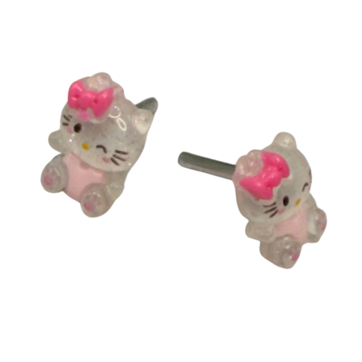 Hello Cat Kitty Pink Bow Post Doll Earrings •2mm Post fit 18 Inch Fashion Doll