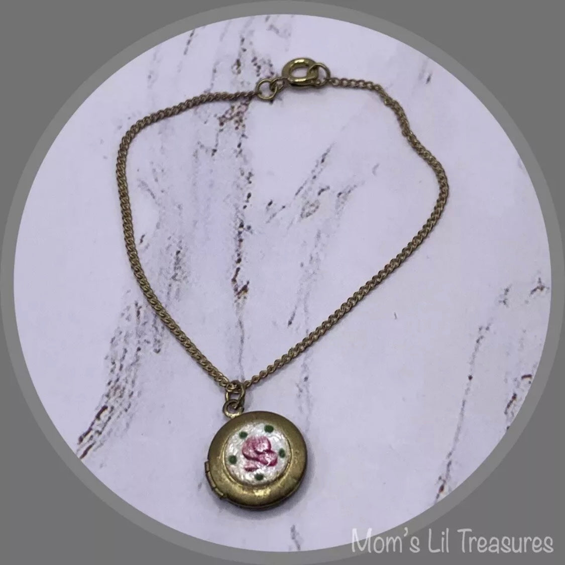 Gold Tone Locket Rose Flower Design Doll Necklace • 18 Inch Fashion Doll Jewelry