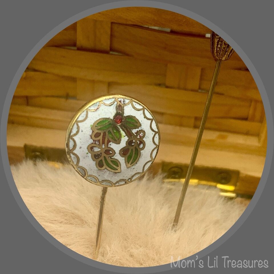 Yellow Amber Crystal Cloisonné Set of 4 • Stick Pins, Hatpins, Gifts for Her