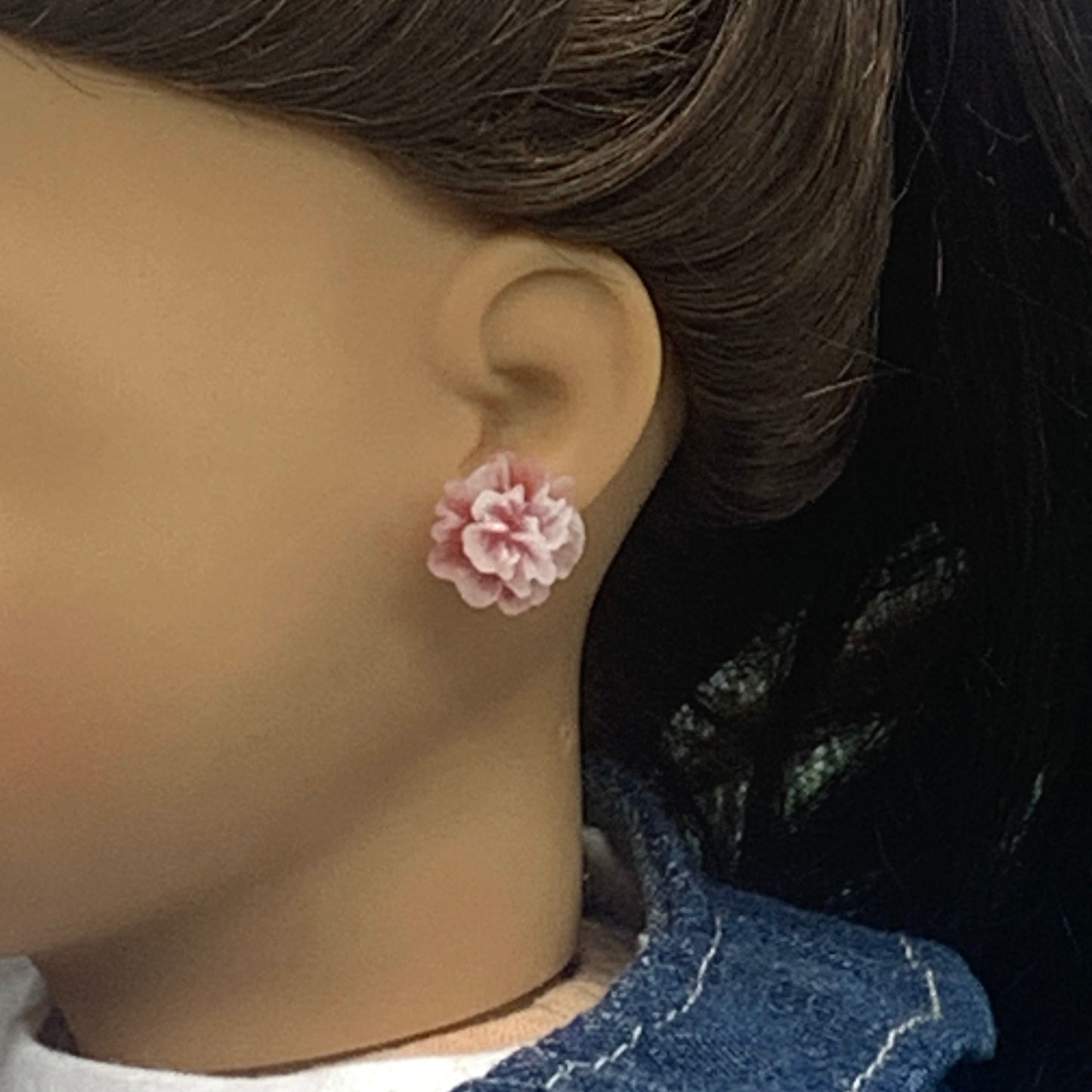 Pink Flower Rose Post Doll Earrings 2mm Post • fits 18” American Girl Doll