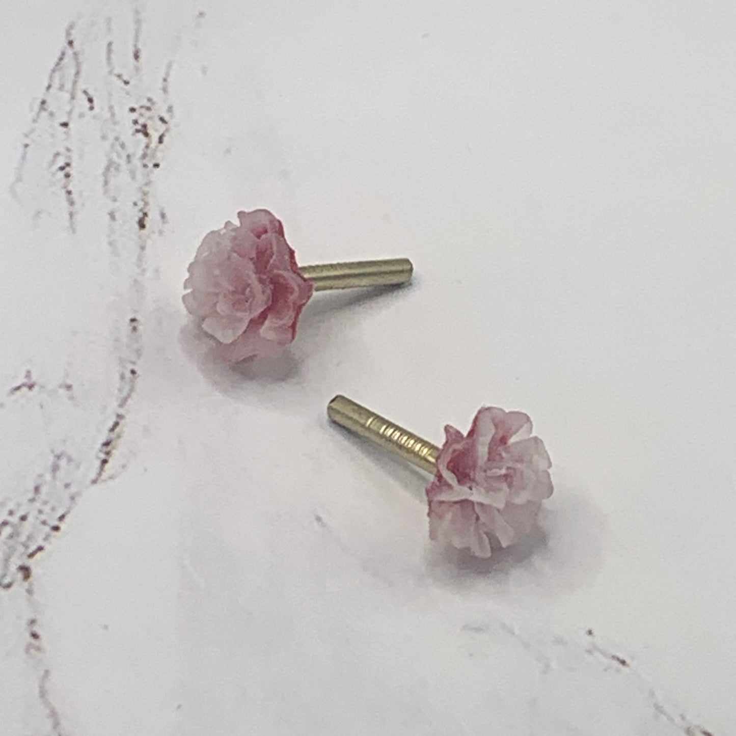 Pink Flower Rose Post Doll Earrings 2mm Post • fits 18” American Girl Doll