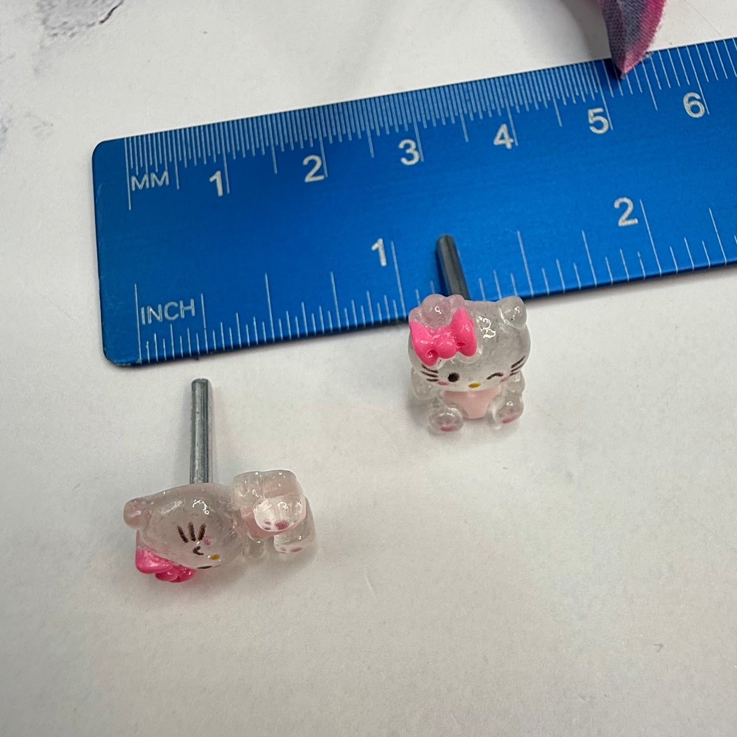Hello Cat Kitty Pink Bow Post Doll Earrings •2mm Post fit 18 Inch Fashion Doll