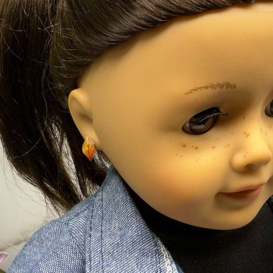 Autumn Fall Leaf Post Doll Earrings • 2mm Post fit 18 Inch Fashion Doll