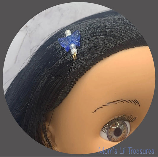 Blue Butterfly Doll Barrettes for 14” Doll • Hair Accessories