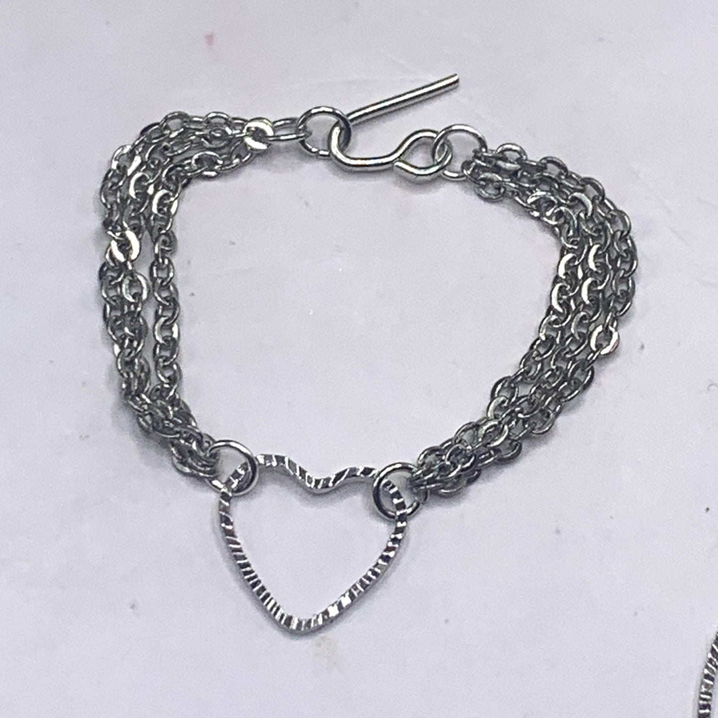 Silver Heart Dangle Multi Chain Doll Necklace Earring Set • 16” Doll Jewelry