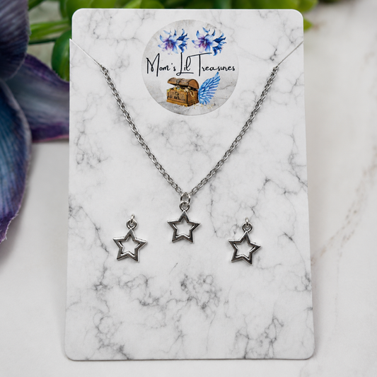 Silver Star Charm Doll Necklace & Earrings Set for 18 Inch Fashion Doll