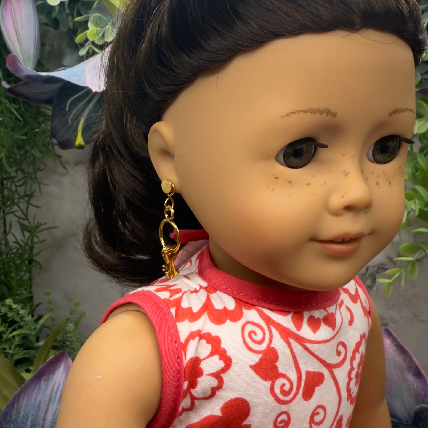 Circle Gold Key Ring Keys Doll Earring DANGLES ONLY • 18” Fashion Doll Jewelry