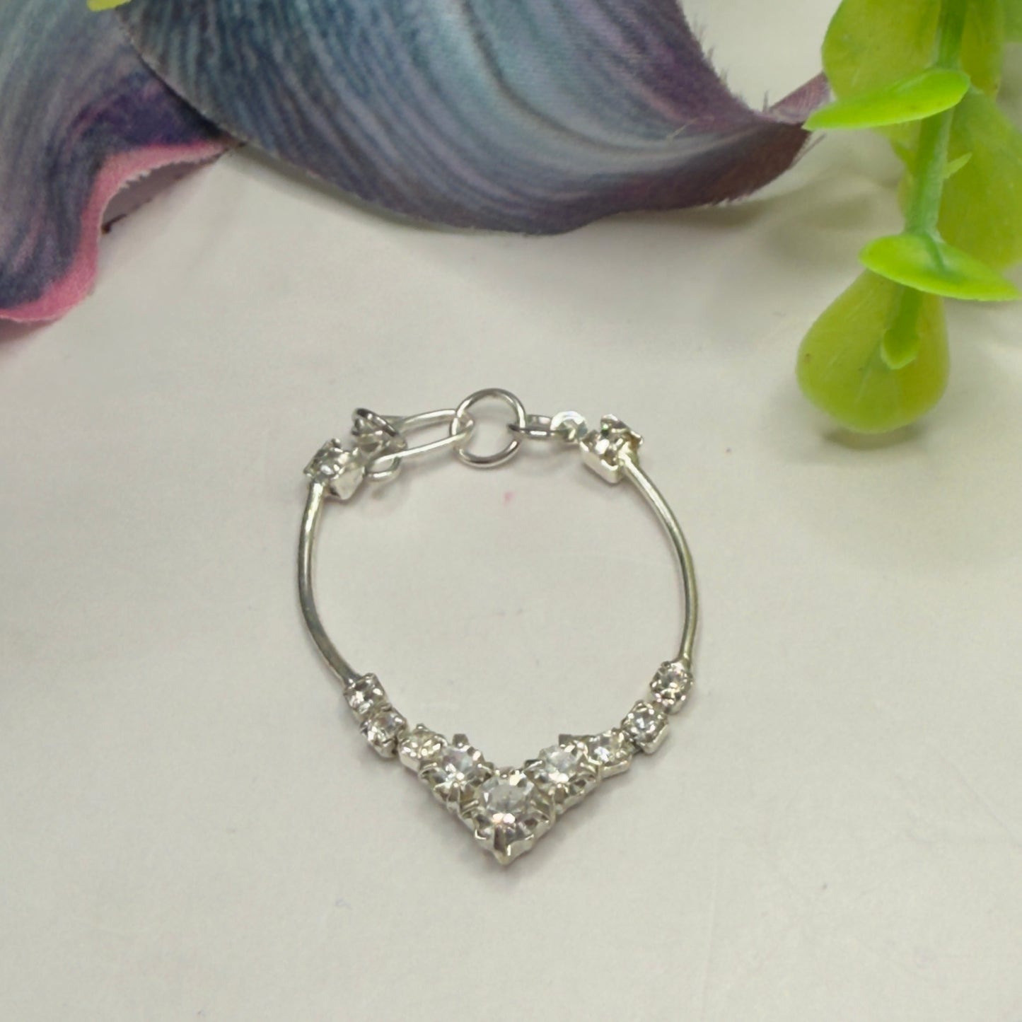 V-Shape Clear Rhinestone Silver Curved Link Doll Necklace • 16 Inch Fashion Doll Jewelry