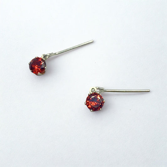 Red Round Rhinestone Silver Dangle Doll Earrings • 14 Inch Fashion Doll Jewelry