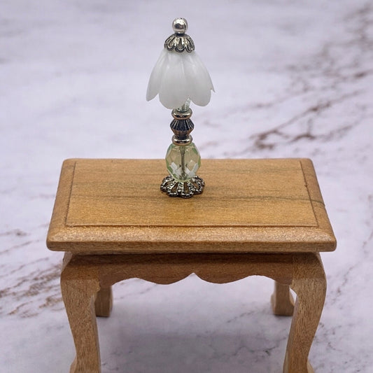 Light Green Crystal Miniature Table lamp 1-3/8” • Dollhouse Miniatures