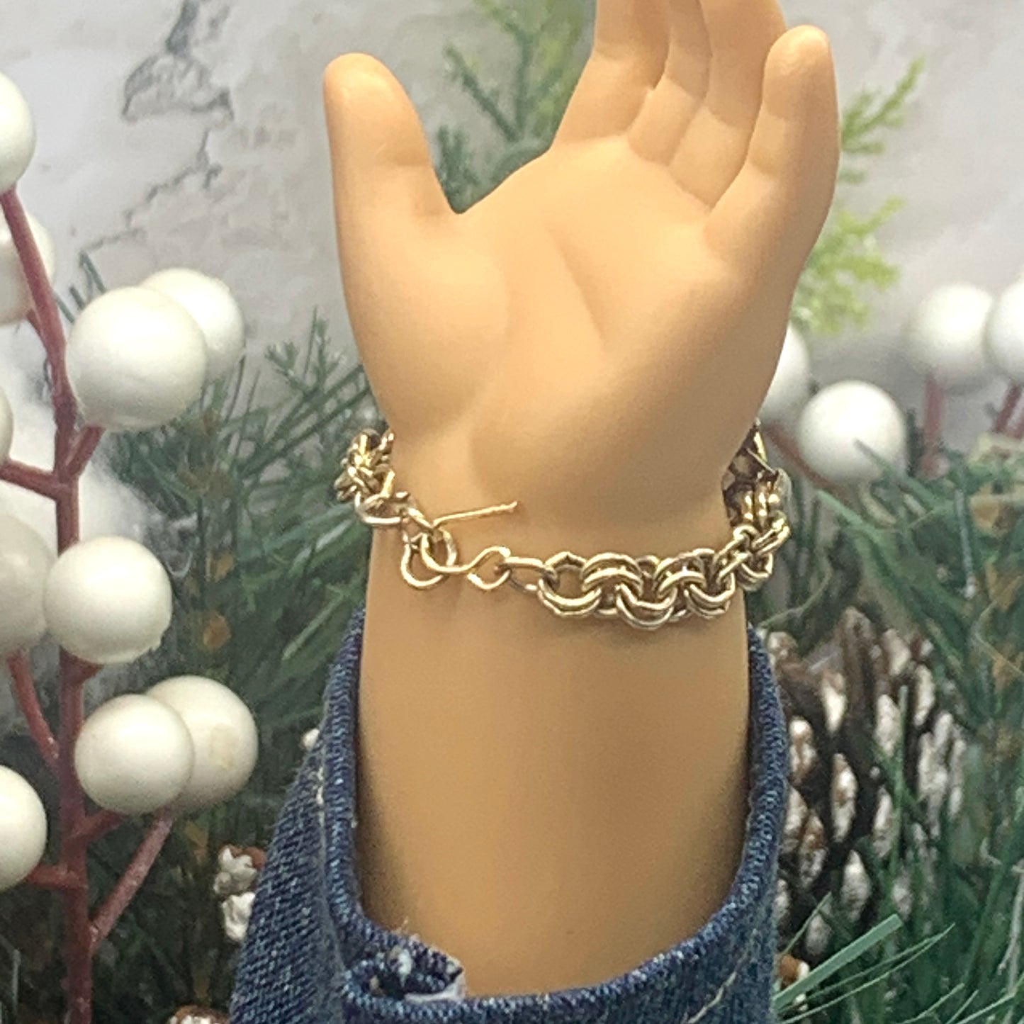Gold Tone Watch Doll Bracelet • 18 Inch Fashion Doll Jewelry