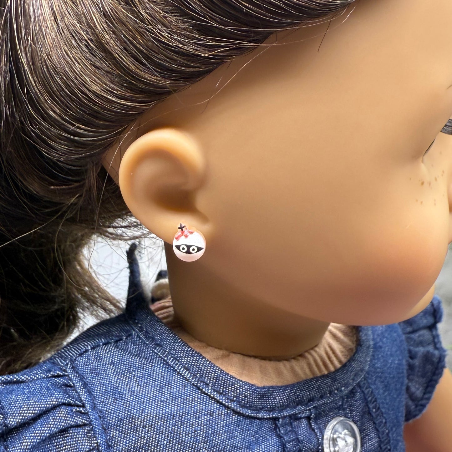 Mummy Halloween Post Doll Earrings • 2mm Post • fits 18” American Girl Doll